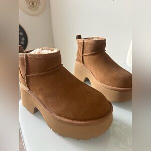 Viral UGG Chestnut Brown Ankle Platform Boots